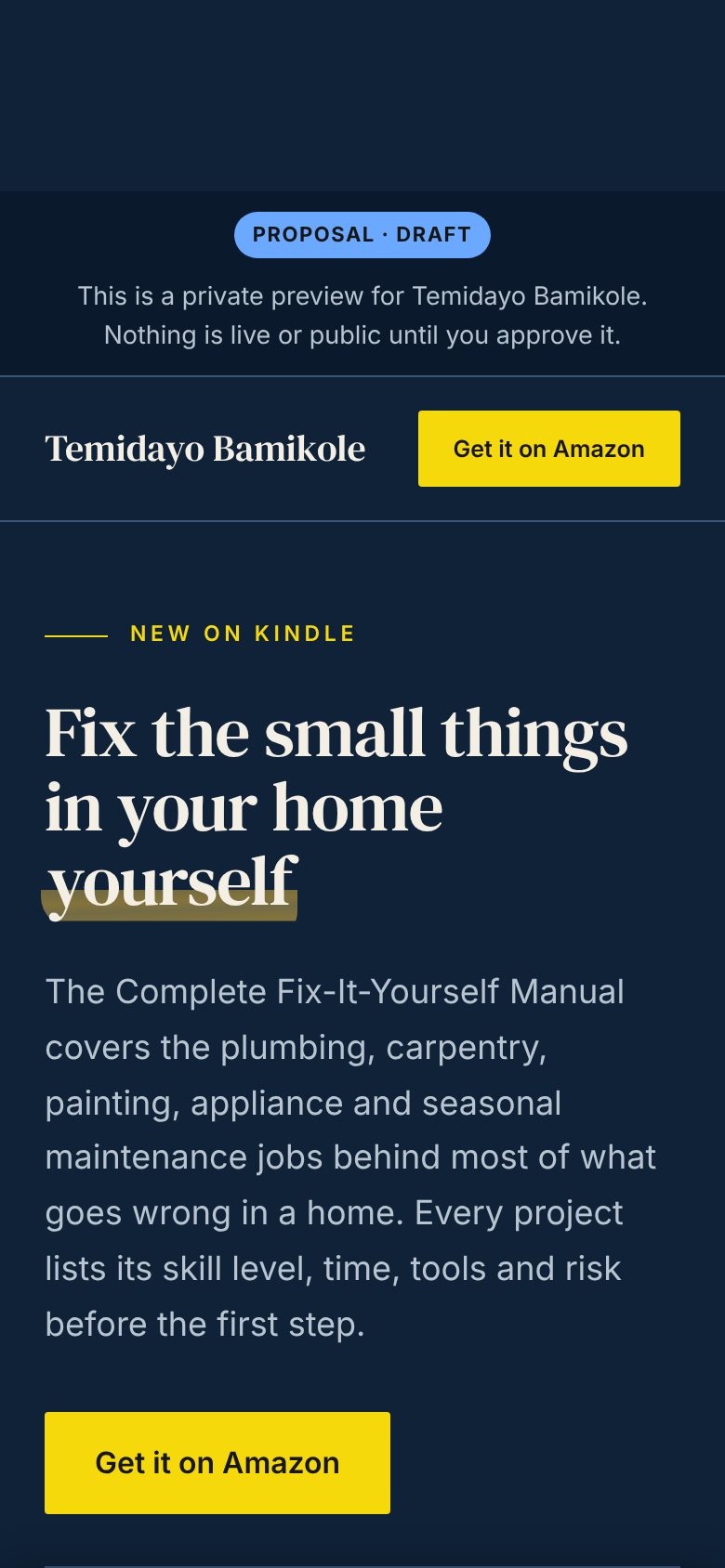 Your landing page on a phone